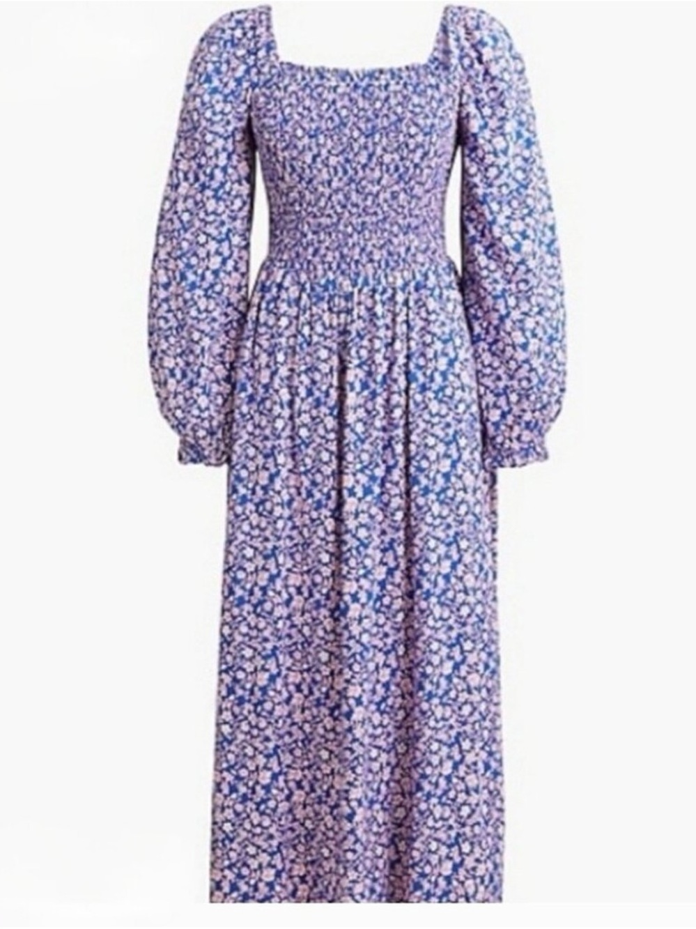 J. Crew Lavender-Blue Floral Smocked Maxi Dress - Picture 13 of 13